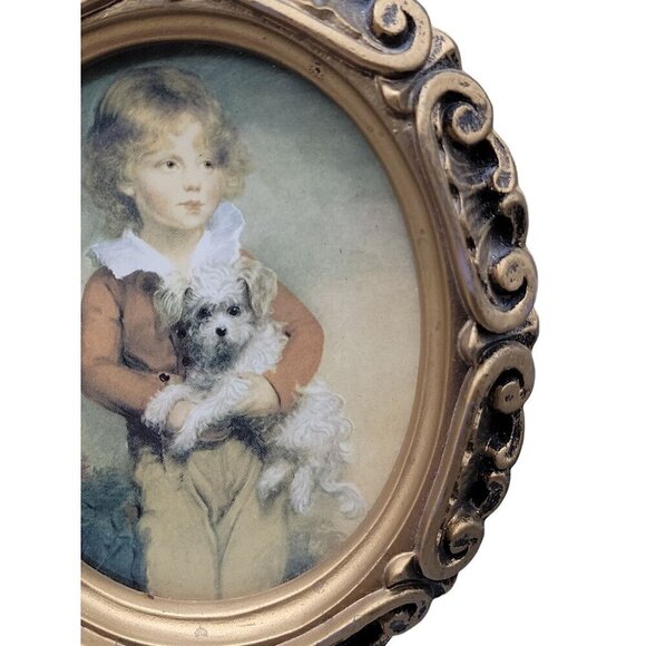 2 Antique Prints Master Simpson & Thomas Lawrence Miss Murray Boy w/Dog 6" Frame - Picture 9 of 15